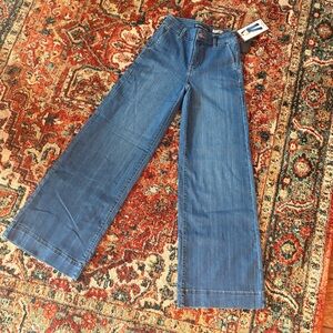 New BCBG BCBGeneration High Rise Wide Leg Trousers Blue Jeans Stretch Size 3 26